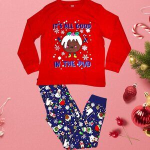 NWT Teens It’s All Good in the Pud: Christmas Pudding Red & Blue Pajama Set